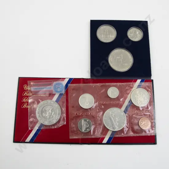 Canada 1965 6 Coin Unc Set with Us White House Medallion and US Bicentennial Silver 3 Coin Proof Set