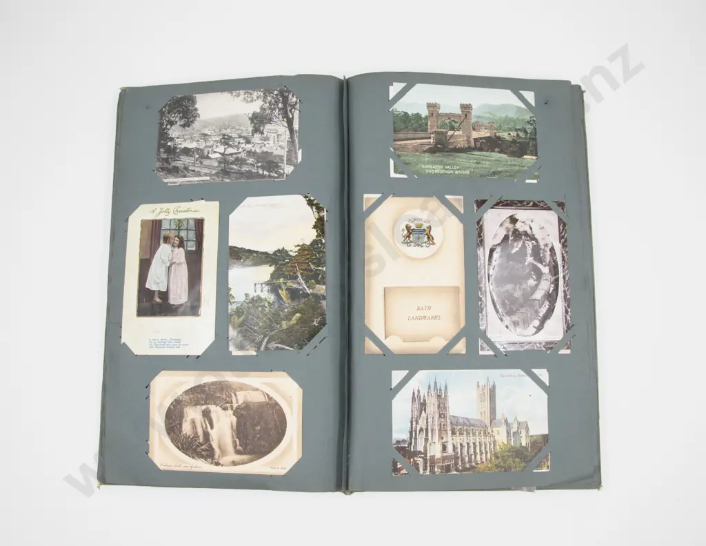 Early C20th Good Postcard Album with Novelties some NZ and Portraits Image 1++