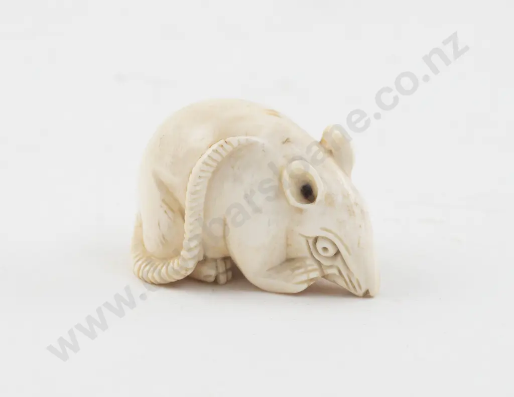 Signed Ivory Netsuke of a Rat Image 1++