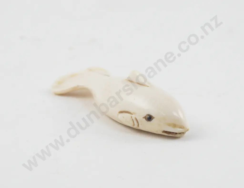 Signed Ivory Netsuke of a Whale Image 1++