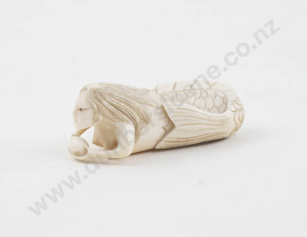 Signed Ivory Netsuke of an Mermaid Image 1++