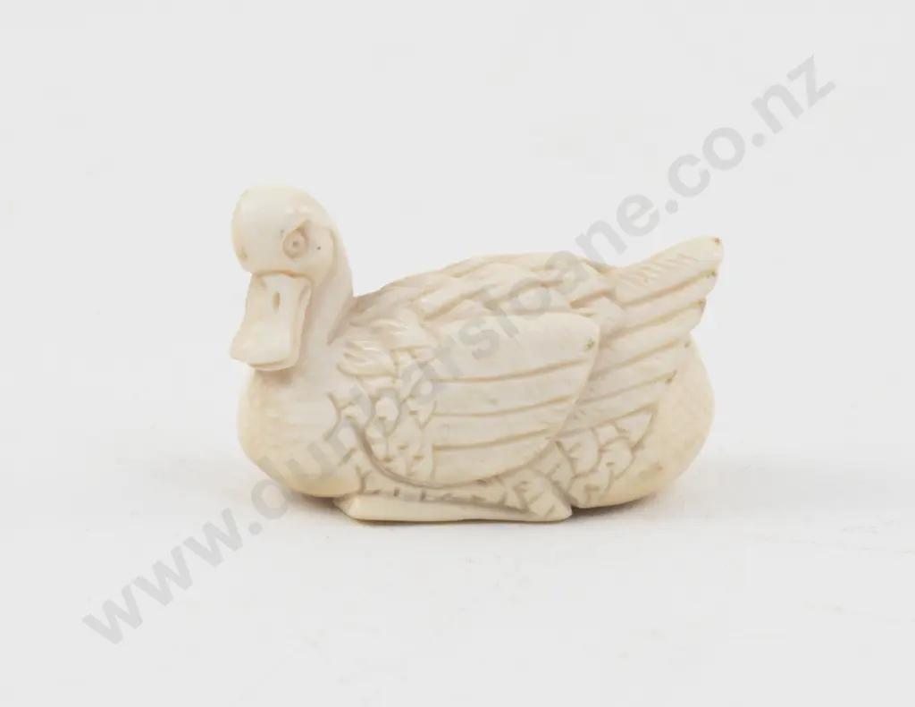 Signed Ivory Netsuke of a Duck Image 1++