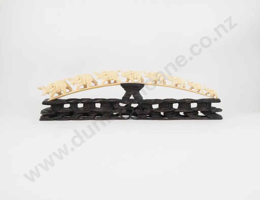 Carved Ivory Eight Elephant Bridge Image 1++