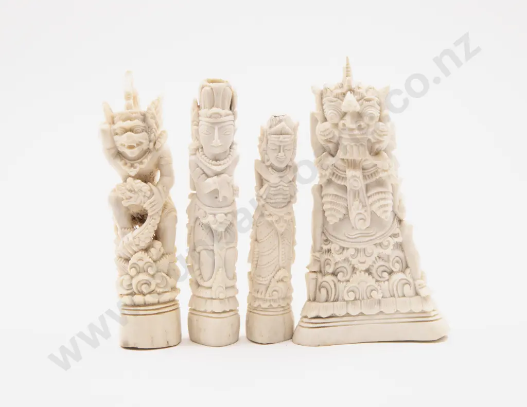 Four Antique Ornately Carved Balinese Diety Figures Image 1++