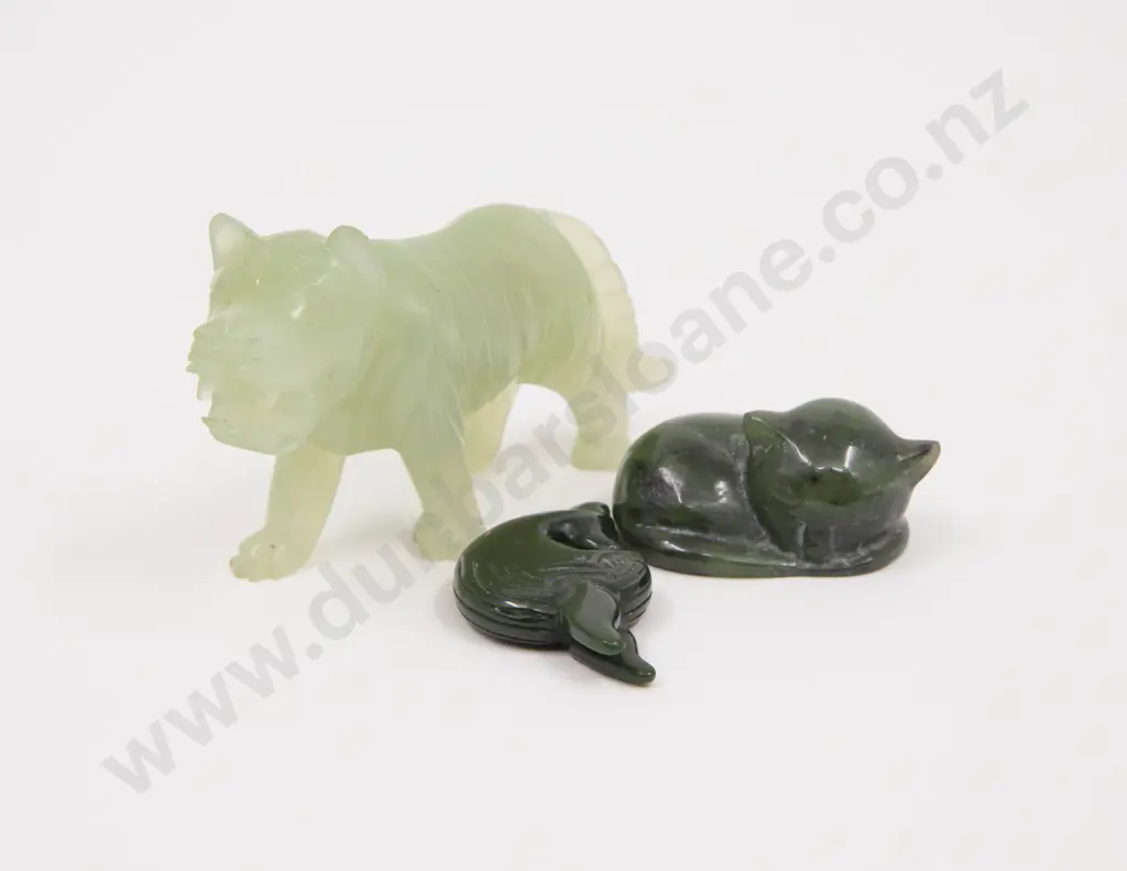 Jade Carved Kitten with Aventurine Carved Tiger and Other Image 1++
