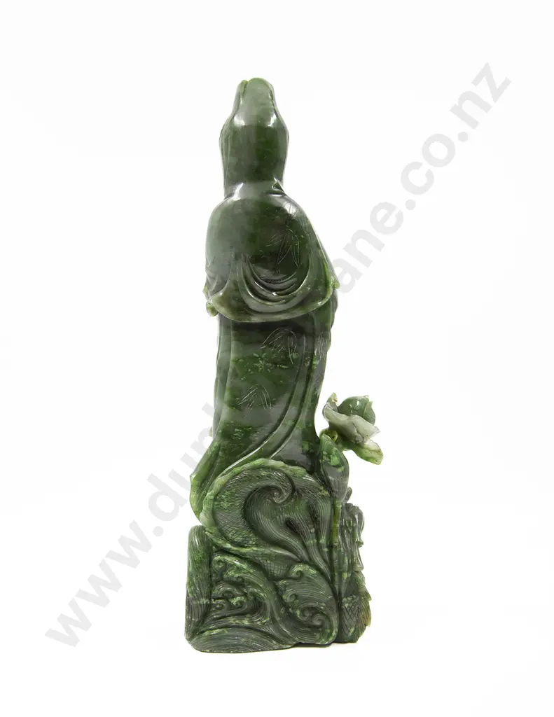 Large Chinese Green Jade Quan Yin Figure Image 1++