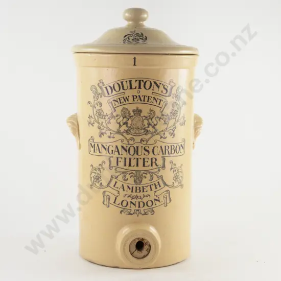 Late C19th Doulton's New Patent Stoneware Water Filter and Cover