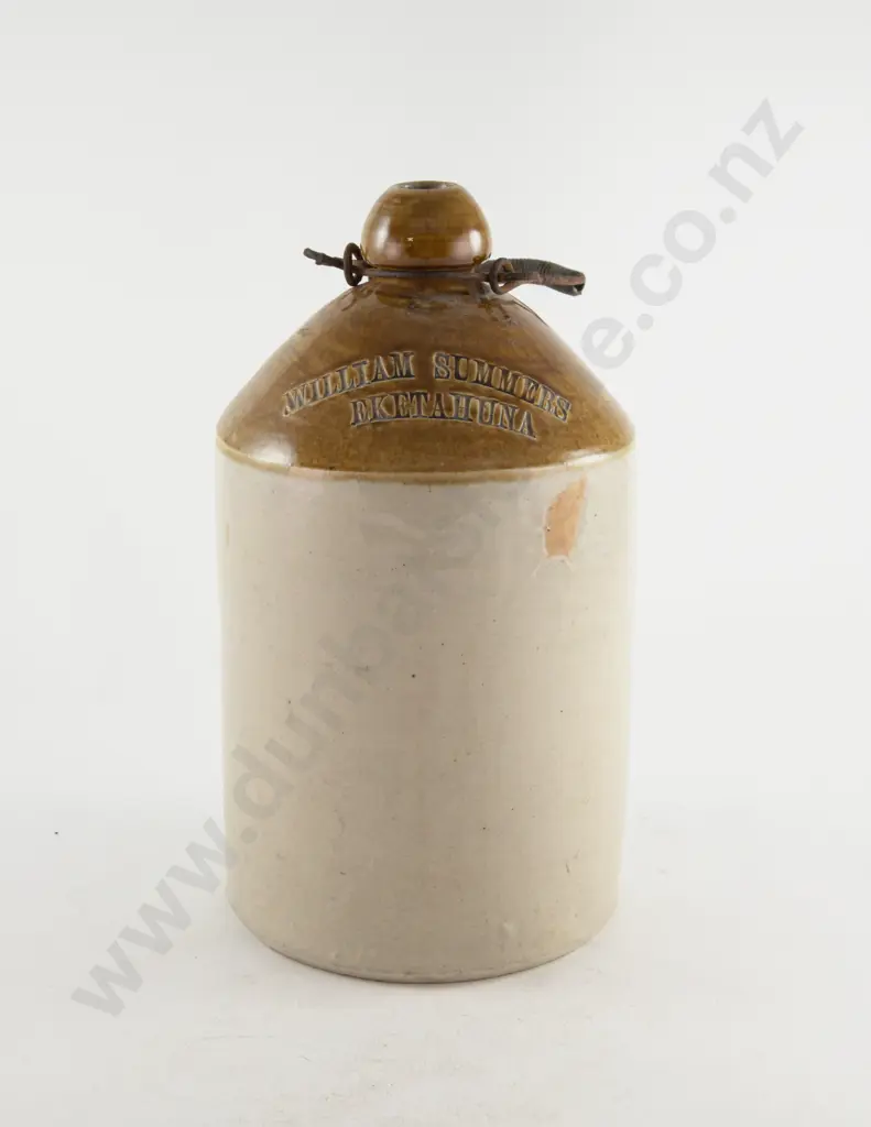 Late C19th Stoneware William Summers Eketahuna Keg Image 1++