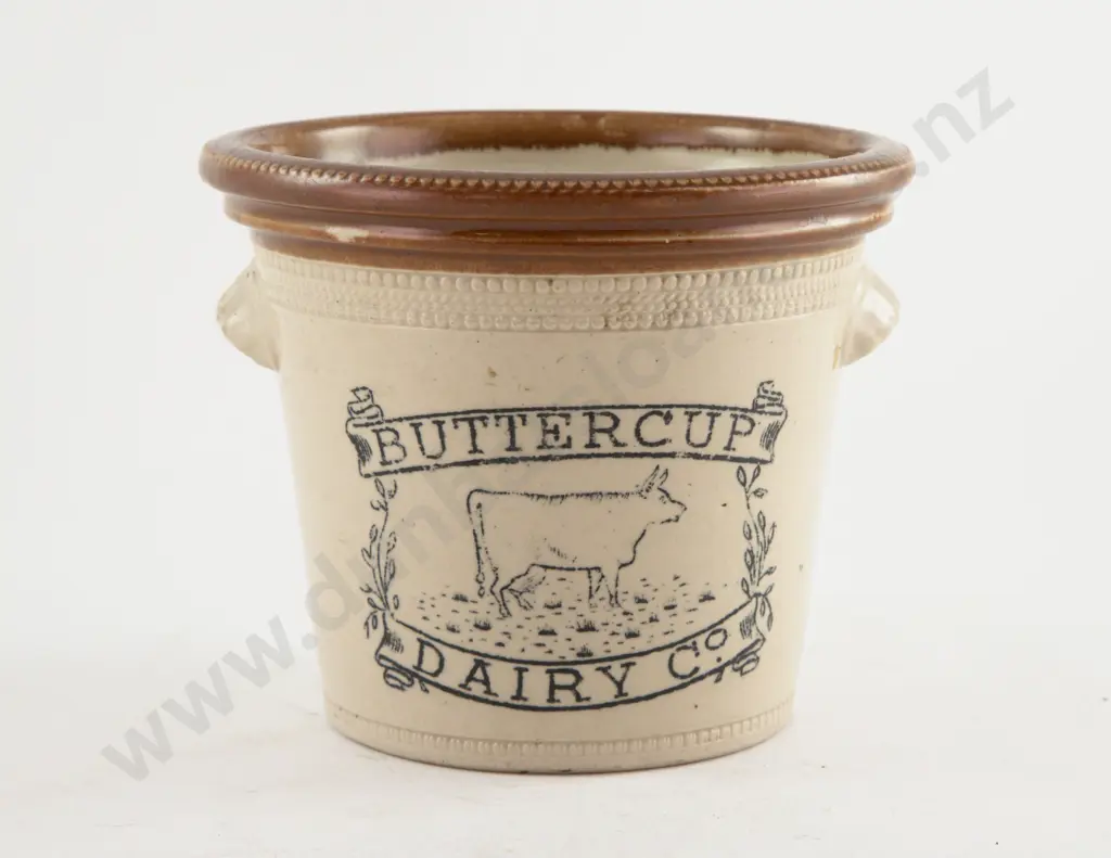 Late C19th Stoneware Crock Label for Buttercup Diary Company Image 1++