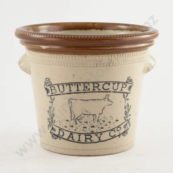 Late C19th Stoneware Crock Label for Buttercup Diary Company