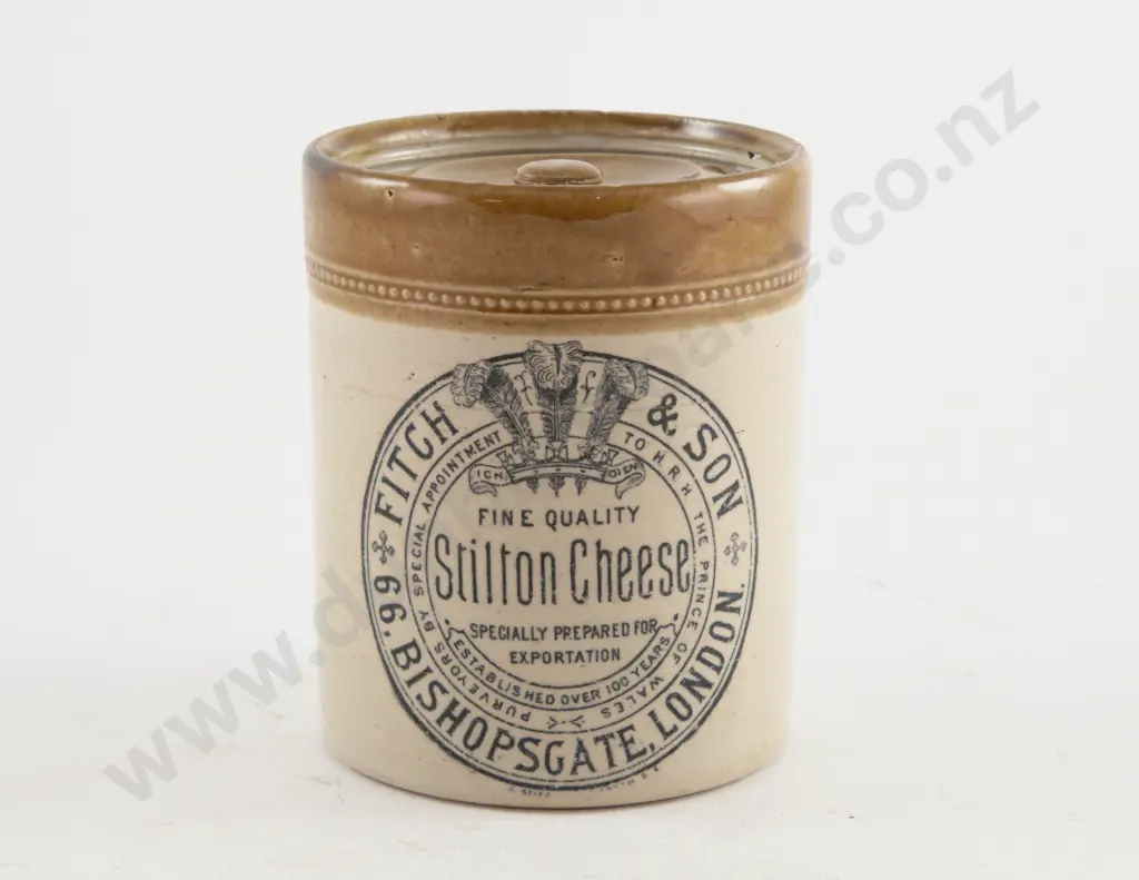 Late C19th Stoneware Fitch and Son Stilton Cheese Jar and Cover Image 1++