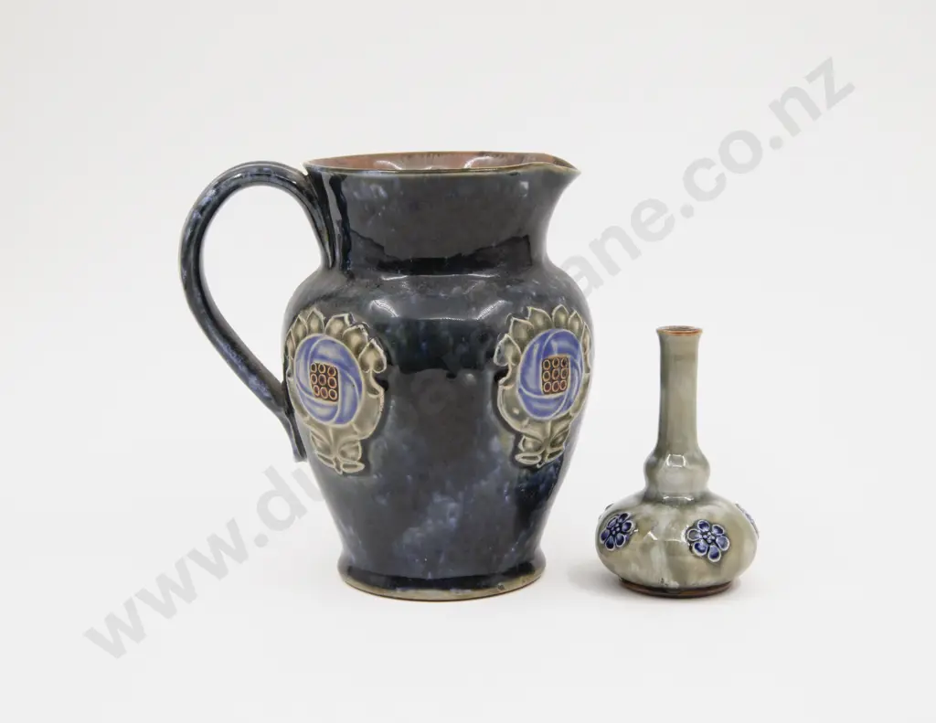 Doulton Stoneware Water Jug and Miniature Specimen Vase Image 1++