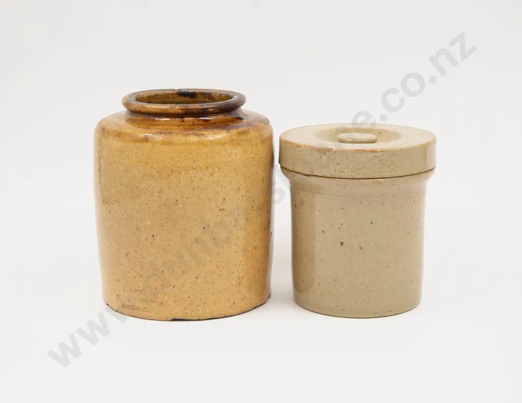 NZ Colonial Stoneware Newton Pottery Auckland Storage Jar Image 1++