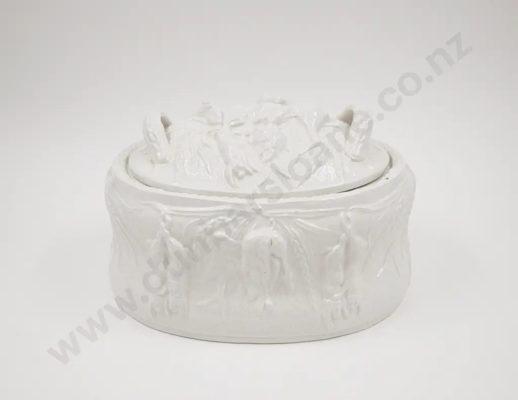 Victorian Type Portmeirion Whiteware Game Pie Dish and Cover Image 1++