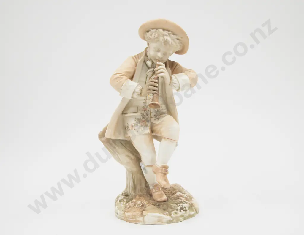 Royal Worcester Spill Vase Figures Young Boy Playing Flute Image 1++