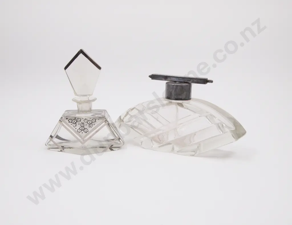 Art Deco Czech Large Geometric Cut Crystal Atomiser Image 1++