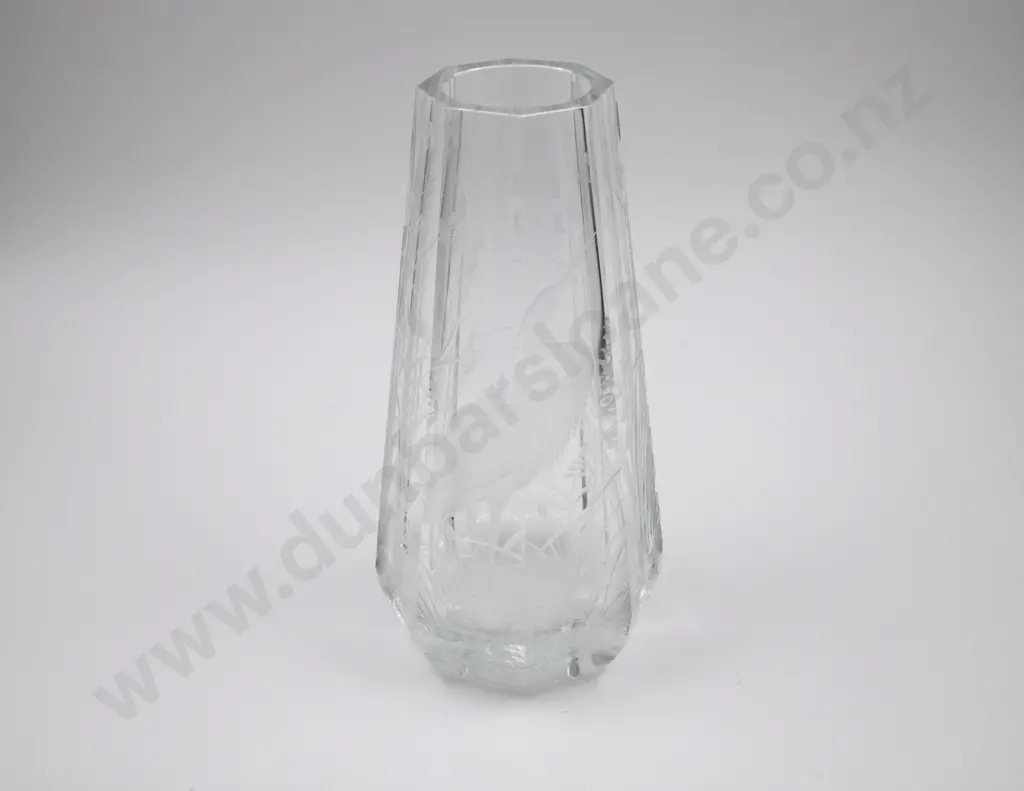 Moser Heavy Crystal Faceted Vase Image 1++