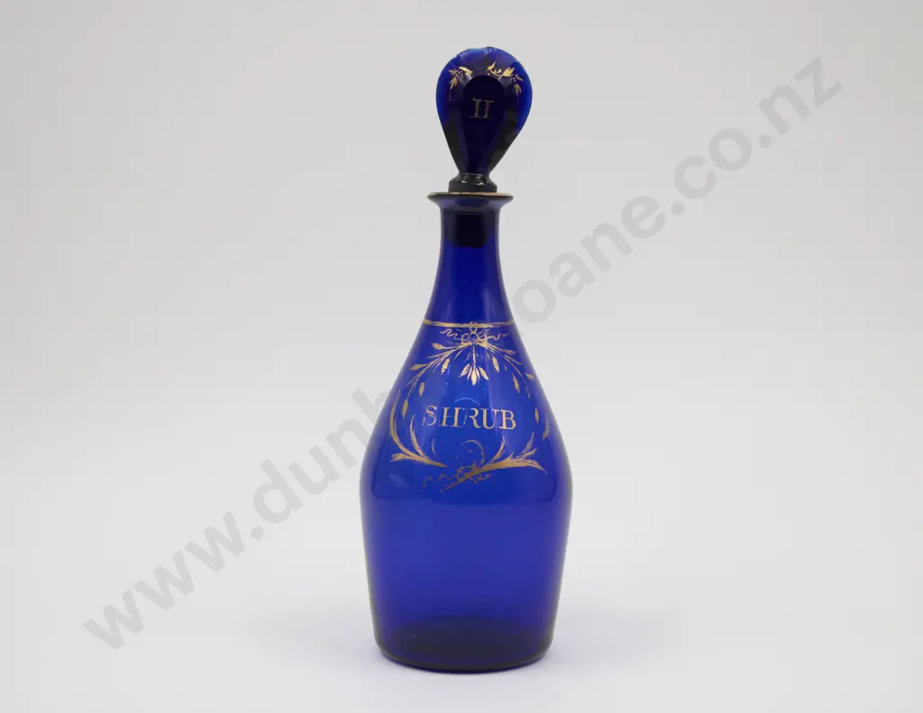 Georgian Bristol Blue Bottle Decanter Image 1++