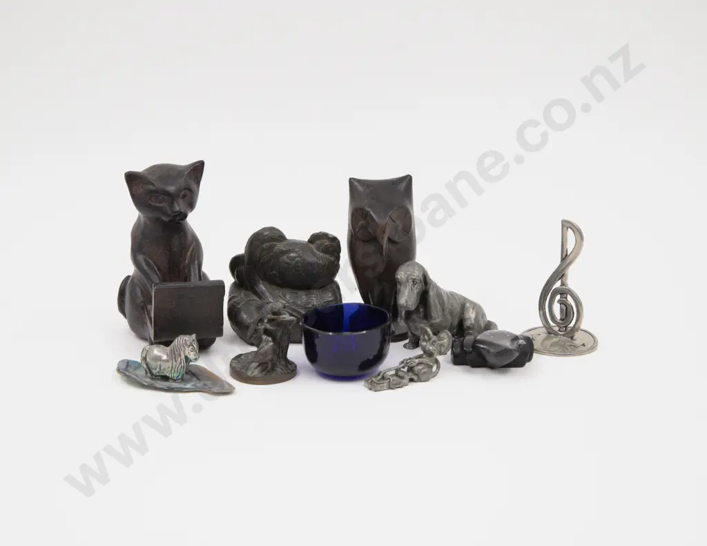 Collection Carved Hardwood and Metal Animal Figures and Assorted Image 1++