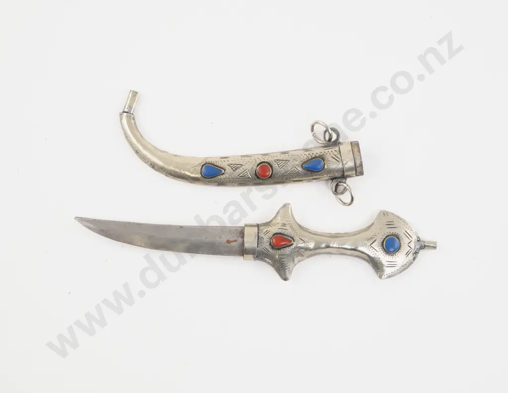 Persian All Steel Mounted Khanjar Dagger set with Gems Image 1++
