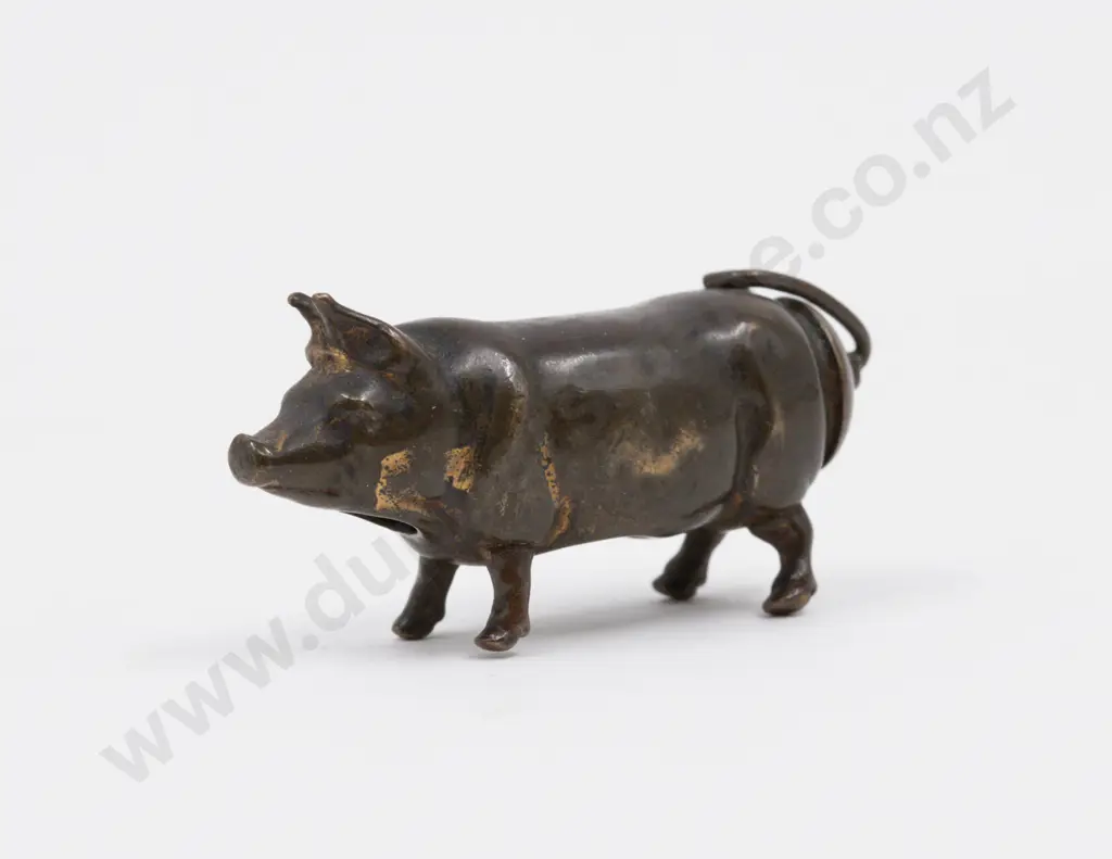 Vintage Brass Pig Mechanical Cigar Cutter Image 1++