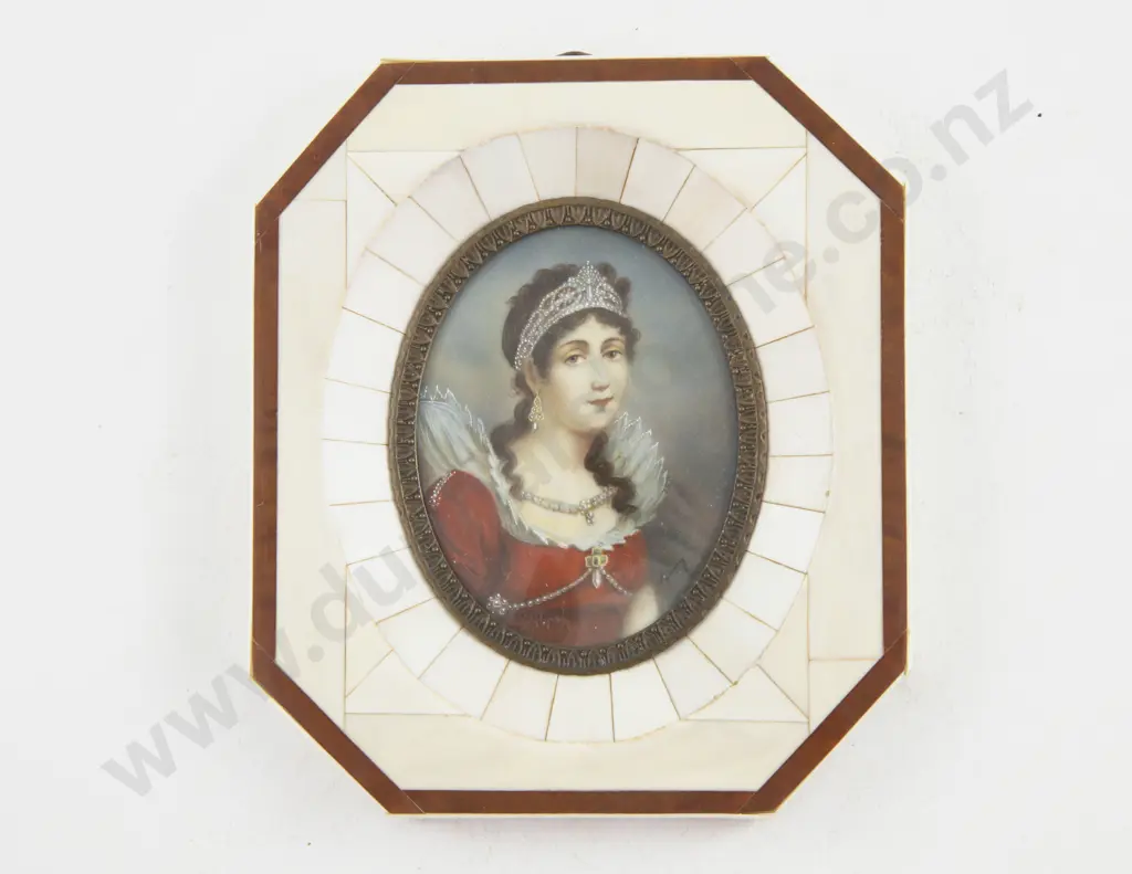Piano Key Ivory Framed Grand Tour Portrait Miniature of a Lady Image 1++