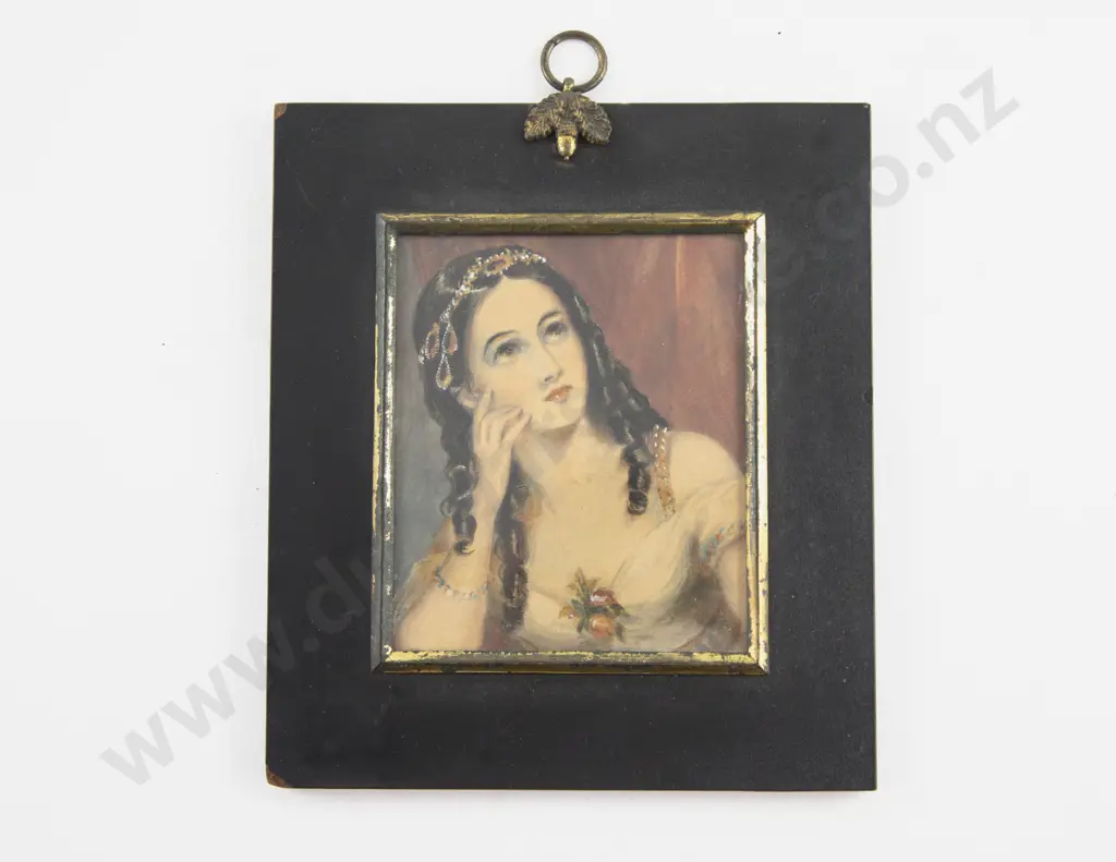 C19th Watercolour Portrait Miniature Of Emma Lady Hamilton Image 1++
