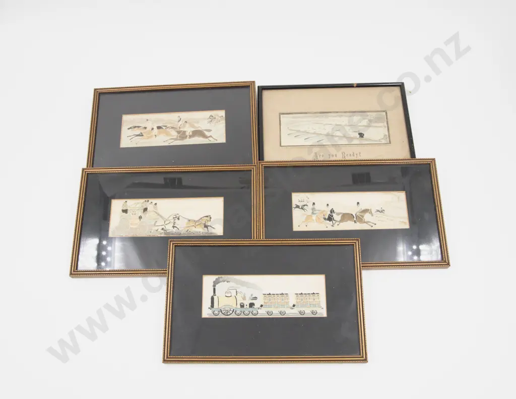 Five Late C19th Framed Stevengraph Woven Silk Panels Image 1++