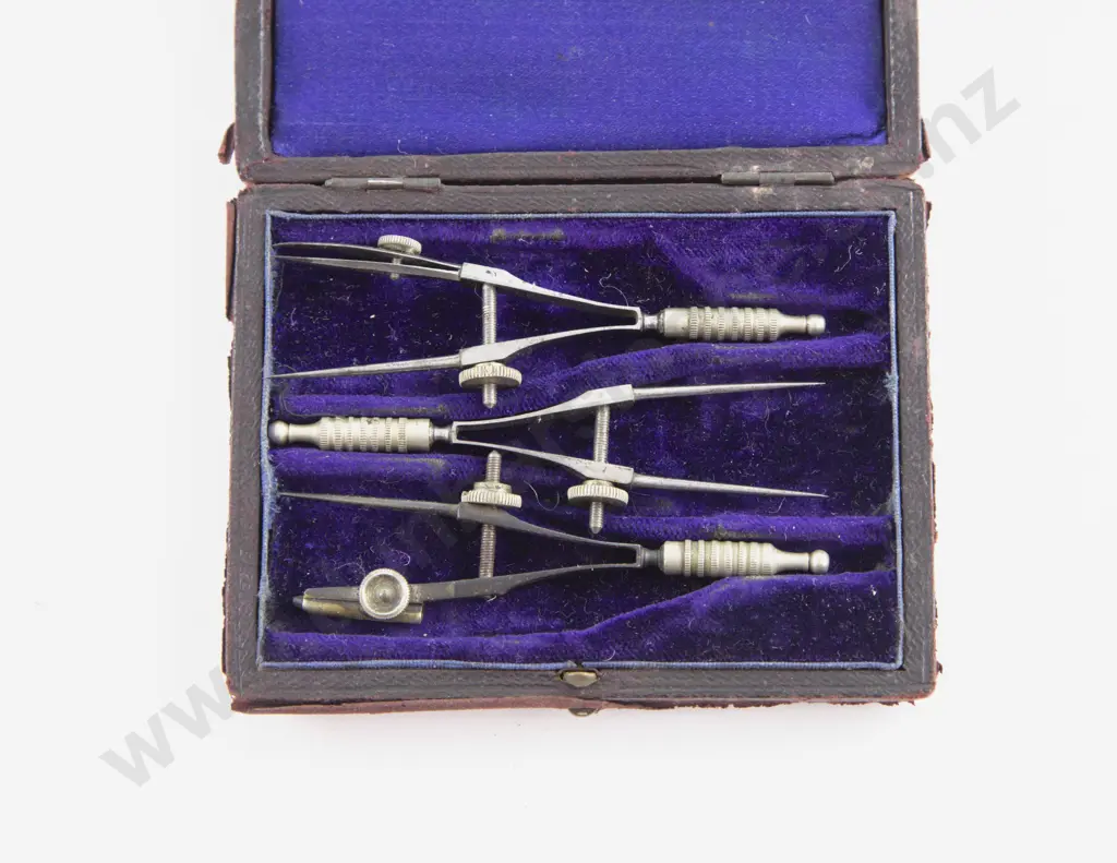 Late Victorian Pocket 3pce Drawing Set and Part Mahogany Boxed Desk Set Image 1++