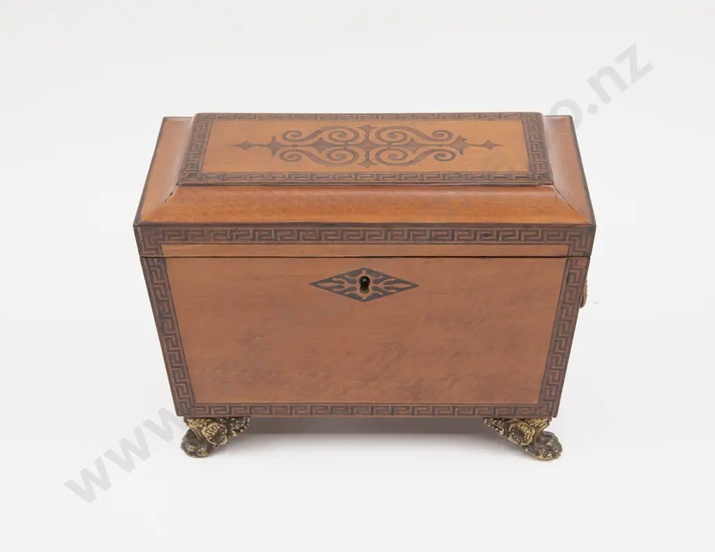 Regency Inlaid Satinwood Tea Caddy Image 1++