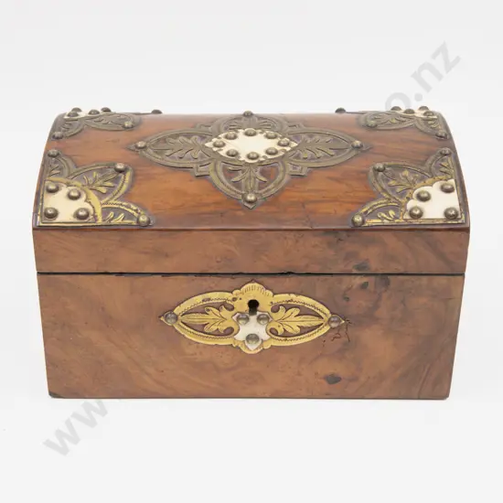 Victorian Gothic Revival Figured Walnut Tea Caddy