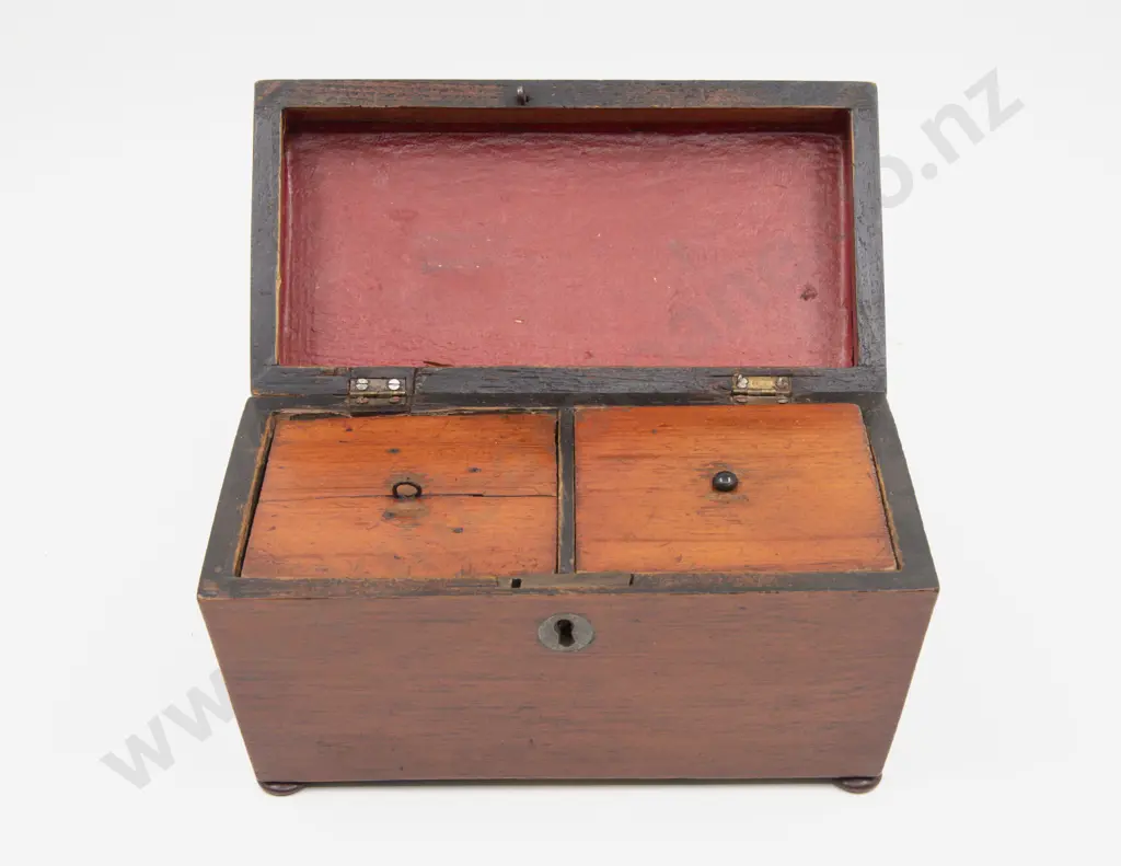 Early Victorian Mahogany Sarcophagus Form Tea Caddy Image 1++