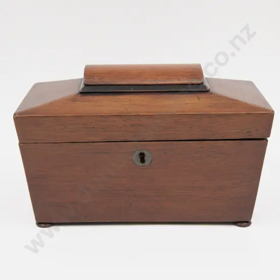 Early Victorian Mahogany Sarcophagus Form Tea Caddy