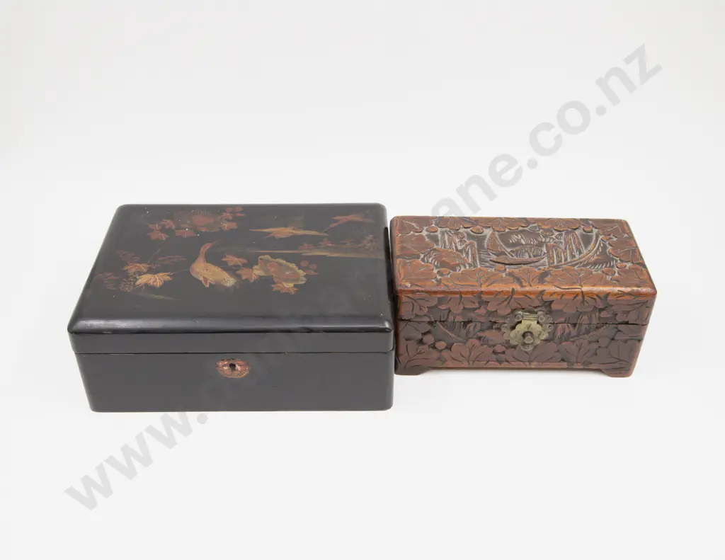 Late C19th Chinese Black Lacquered Work Box Image 1++
