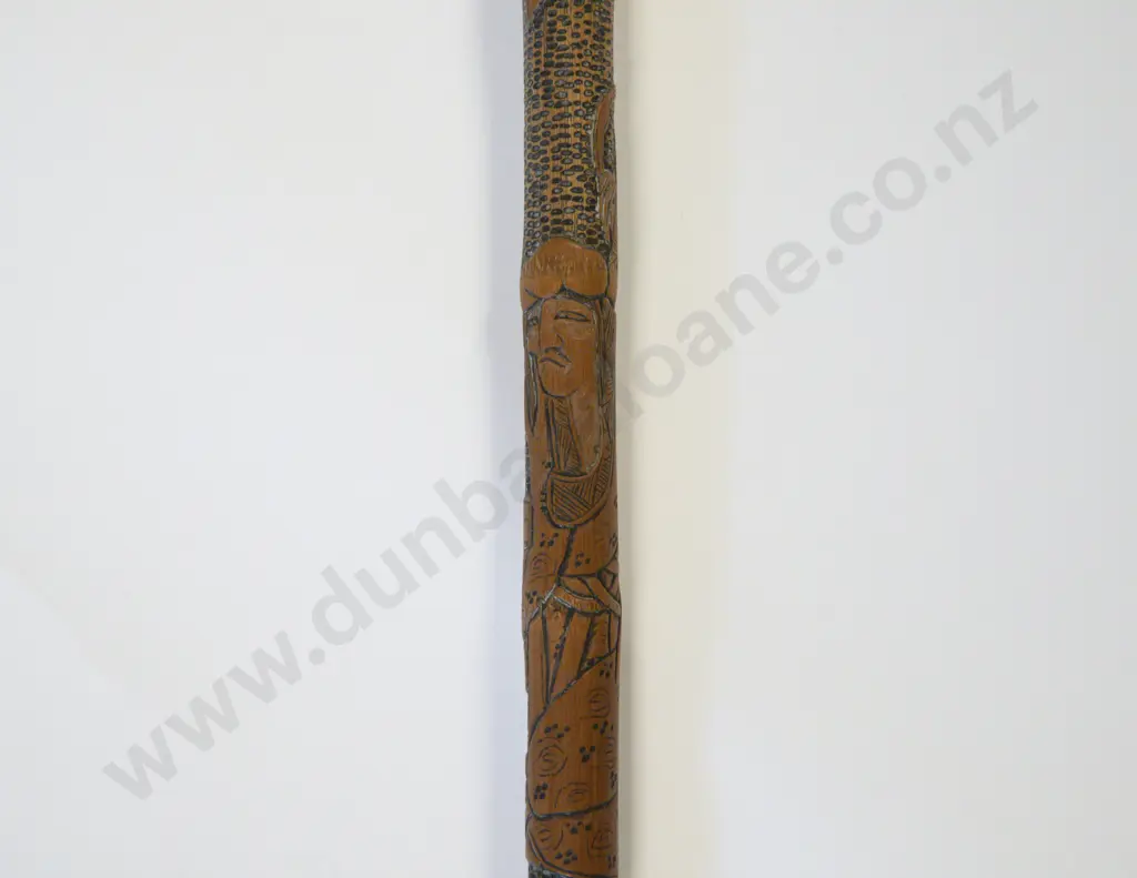 Vintage Japanese Carved Bamboo Walking Cane Image 1++