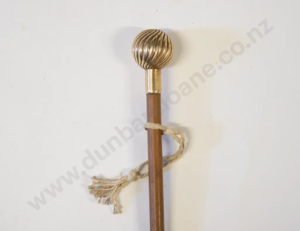 Officers Malacca Swagger Stick/Fly Whisk With 14ct Pommel & Mount Image 1++