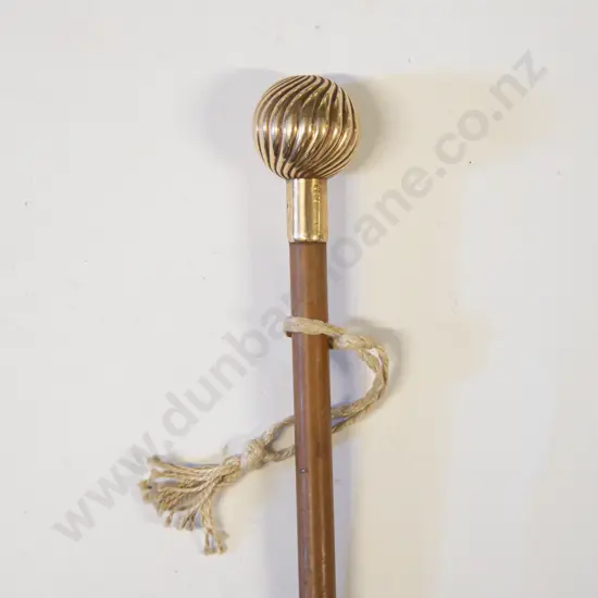 Officers Malacca Swagger Stick/Fly Whisk With 14ct Pommel & Mount
