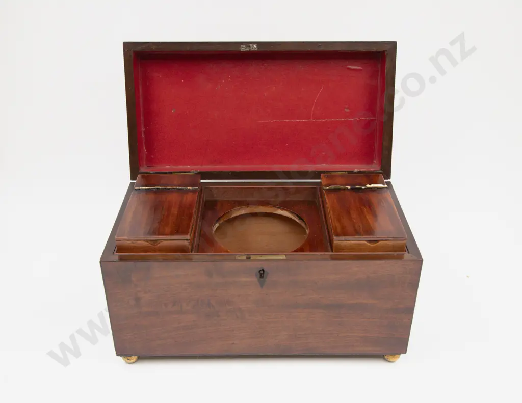 WMIV Mahogany Plain Rectangular Tea Caddy Image 1++