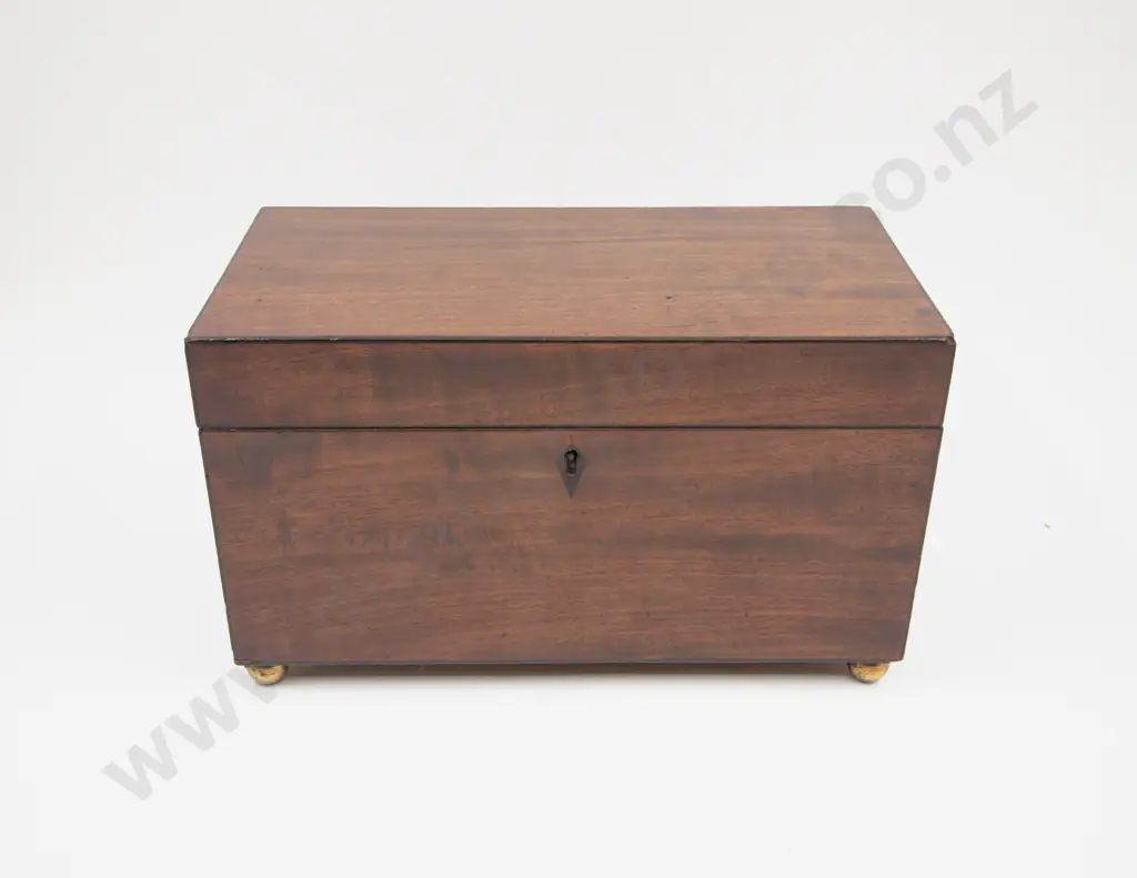 WMIV Mahogany Plain Rectangular Tea Caddy Image 1++