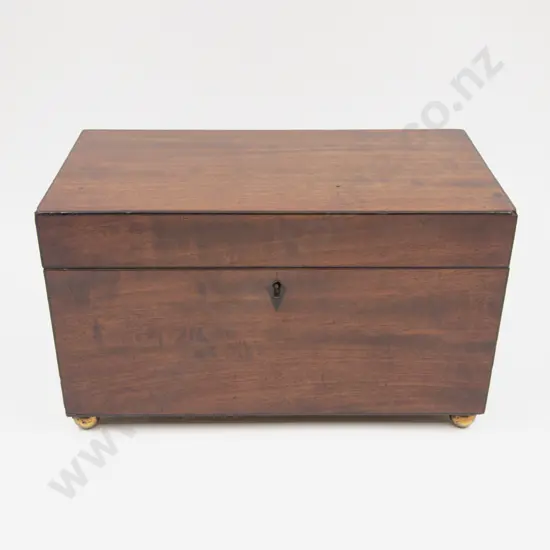 WMIV Mahogany Plain Rectangular Tea Caddy