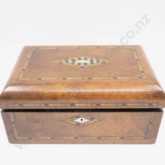 Vict Walnut & Parquetry Portable Writing Box