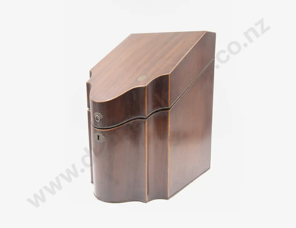 GeoIII Mahogany Boxwood Strung Serpentine Knife Box Image 1++