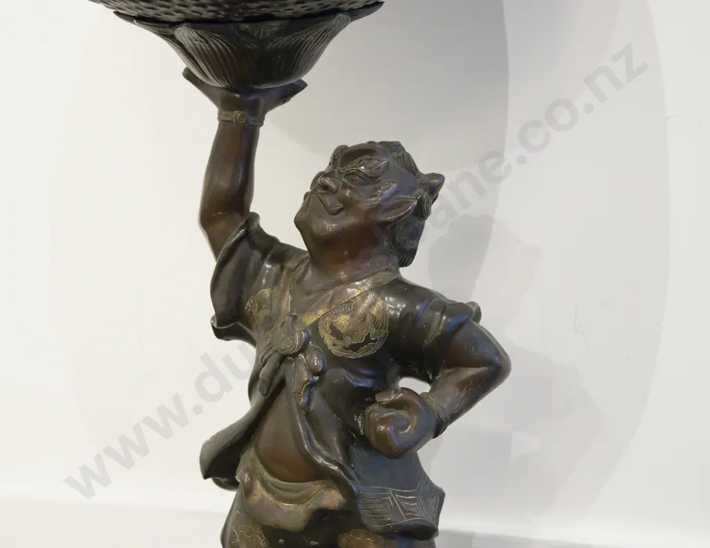 C19th Japanese Bronze Figural Jardiniere Stand Image 1++