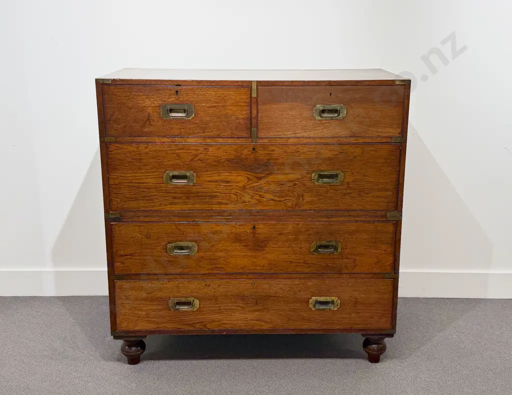C19th Mahogany and Brass Bound Two Stage Campaign Chest by the Army & Navy Stores Ltd Image 1++