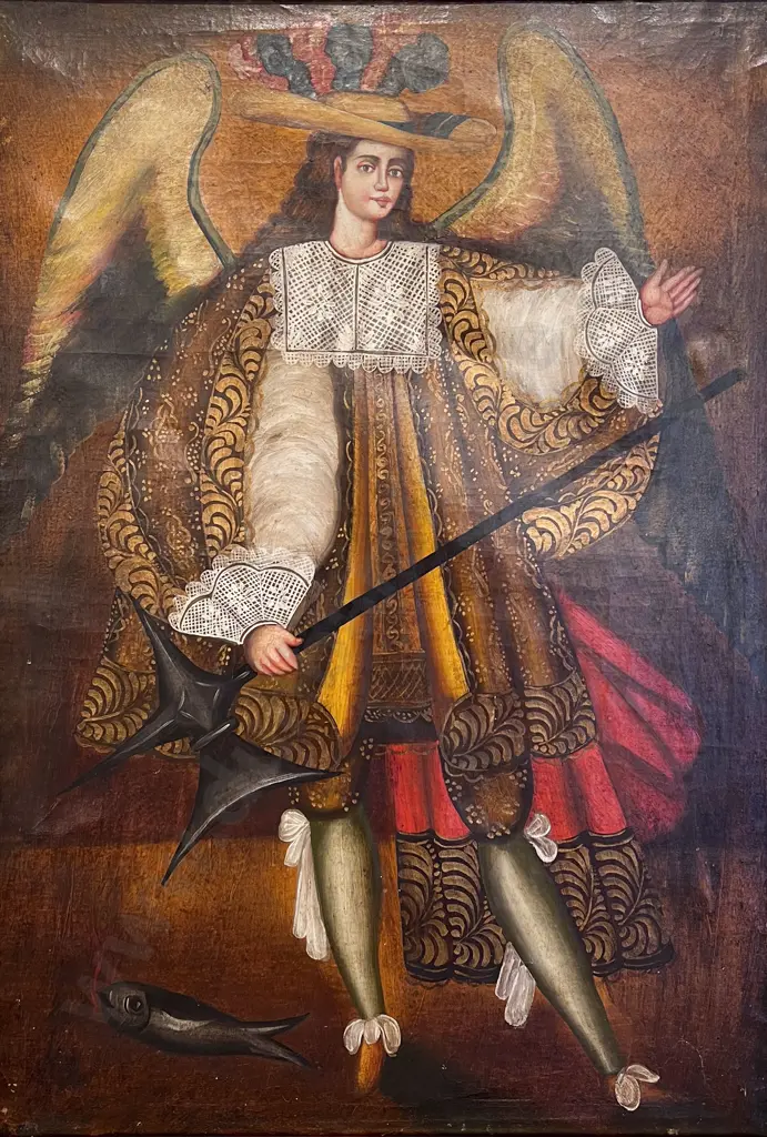 Two Cuzco School Type Peruvian Paintings of Archangels Image 1++
