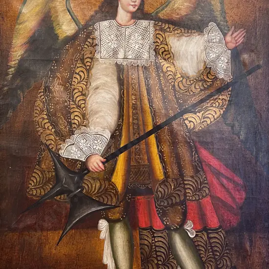Two Cuzco School Type Peruvian Paintings of Archangels