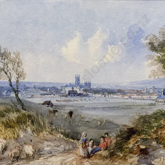 David Cox Snr (British 1783 - 1859) - Canterbury from the Gravel Pits