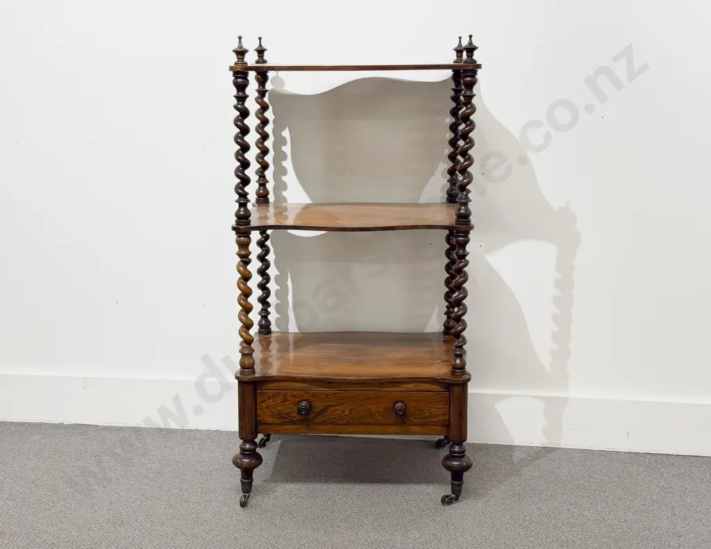 Victorian Mahogany Three Tier Serpentine What Not Image 1++
