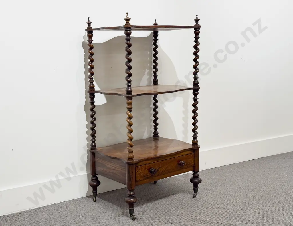 Victorian Mahogany Three Tier Serpentine What Not Image 1++