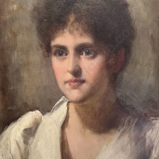 Robert Edward Morrison (British 1852-1925) Portrait of Study of Young Lady